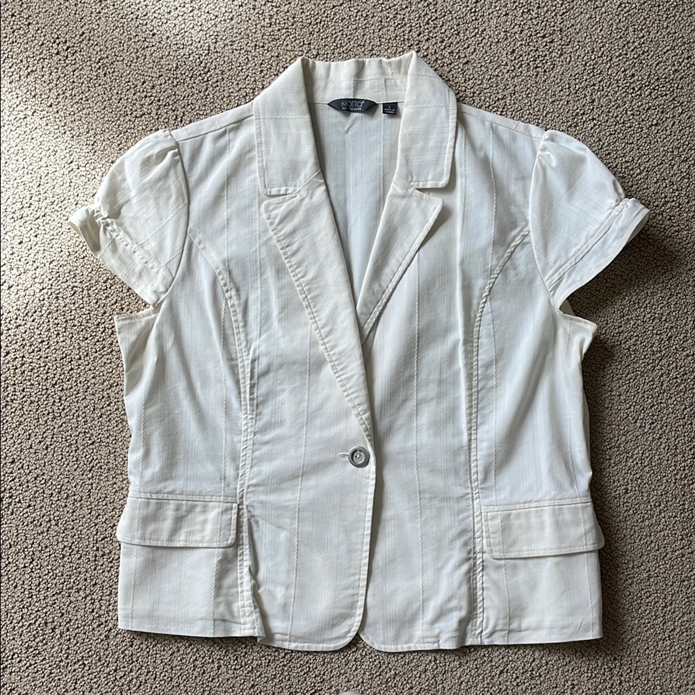 MOTTO White Blazer with Notched Lapels